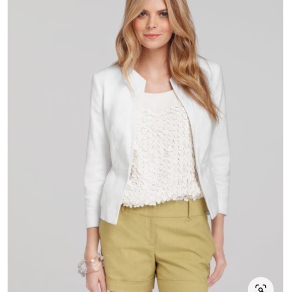 Ann Taylor Ailey Jacket in White Cotton/Linen Size 0T NWT - Picture 2 of 2